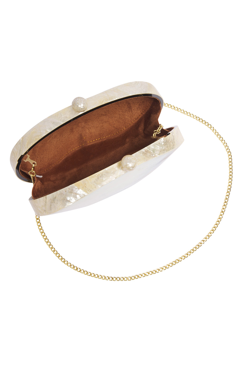 Lanuuk Resortwear Handbag Clutch Mother of Pearl Shell Inlay Occasion Wedding Resort Beach Shoulder Bag Brown White Cream