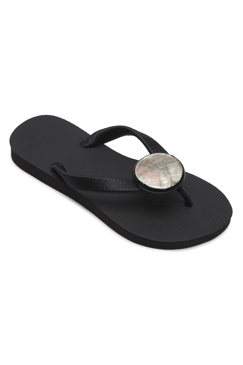 Lustre Sandal - Black with Mother of Pearl Shell