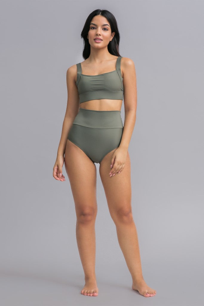 Lanuuk Modest Swimwear Burkini Bikini Olive Front
