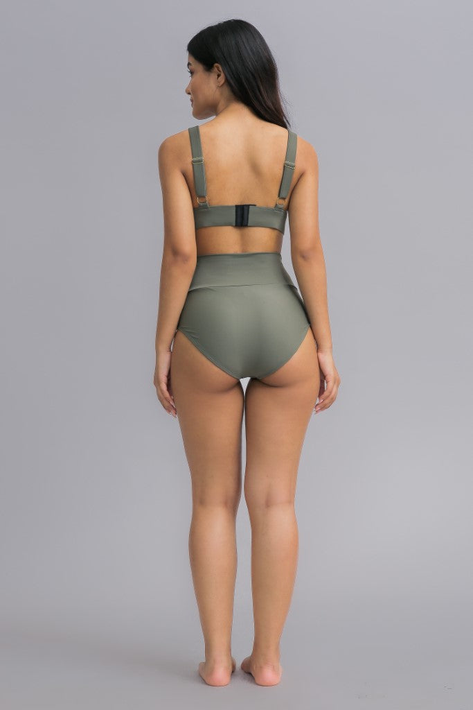 Lanuuk Modest Swimwear Burkini Bikini olive Back