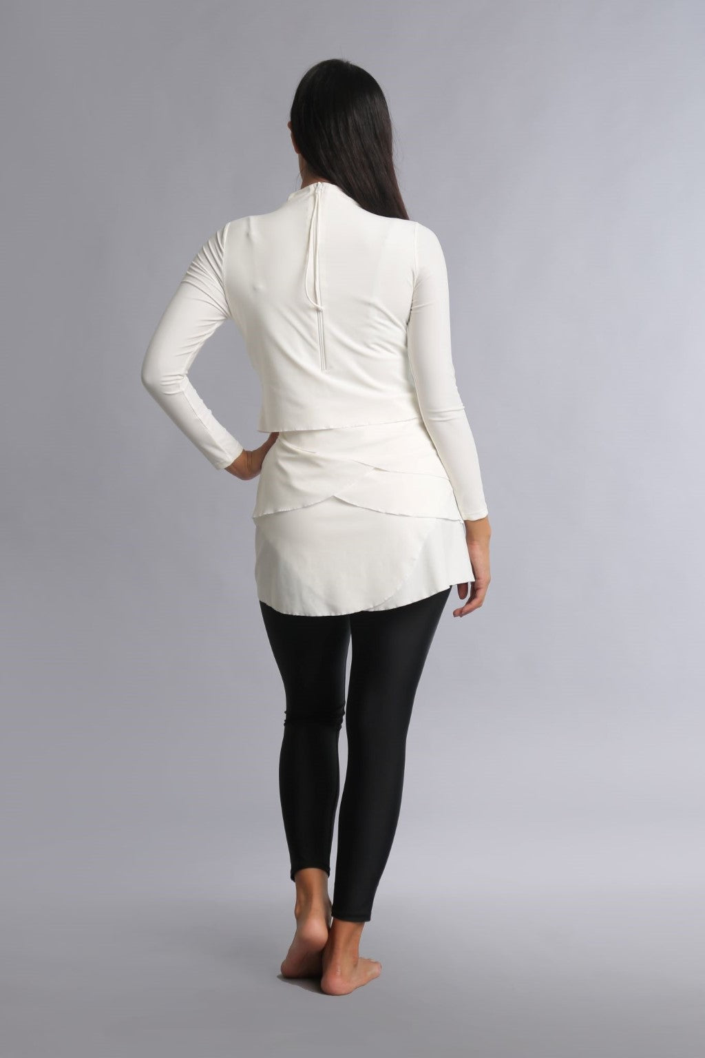 Lula Swim Set - White/Black Lanuuk Modest Swimwear Burkini