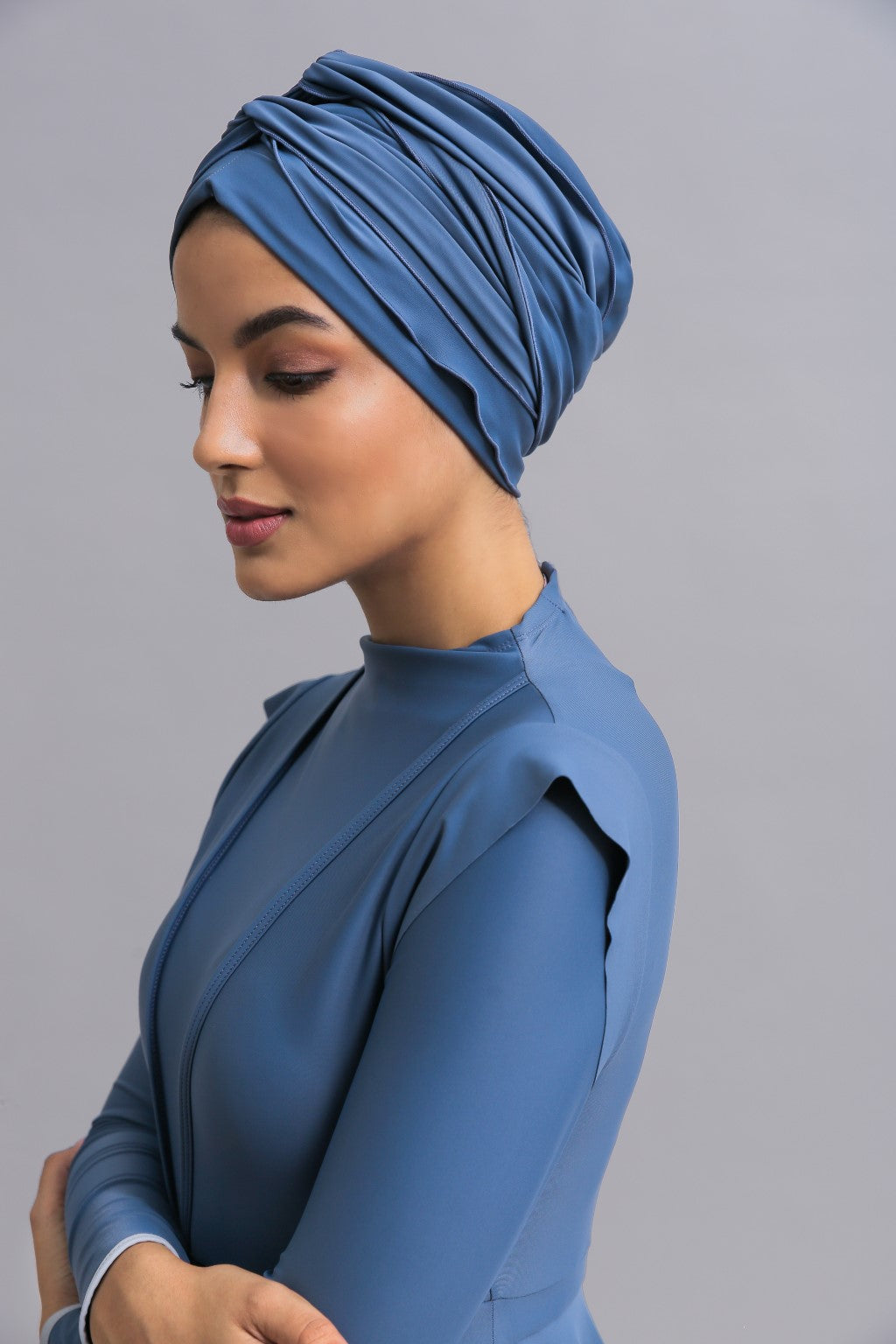 Self-tie Swim Turban - Azure Lanuuk Modest Swimwear Hijab