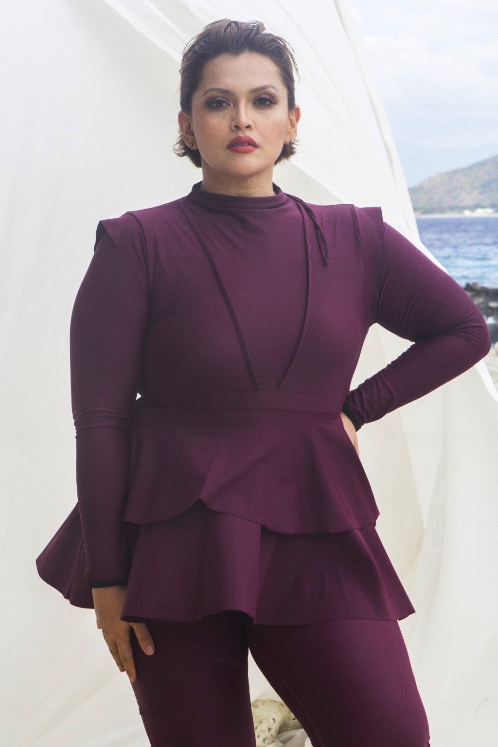 Serena Swim Set - Burgundy Lanuuk Modest Swimwear Burkini
